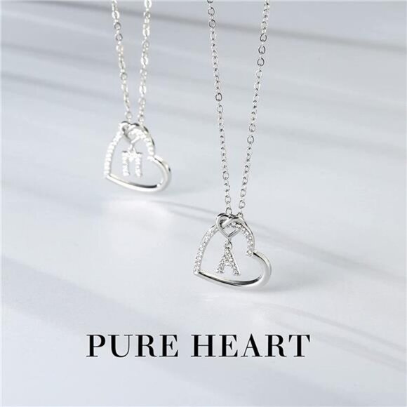 14K Gold Plated  Letter Heart Pendant 18+2 Inch Adjustable Chain Neckalaces - Picture 2 of 7